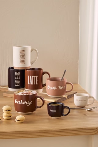 4 tazas de porcelana New Bone China Cindy Barista - 45 cl