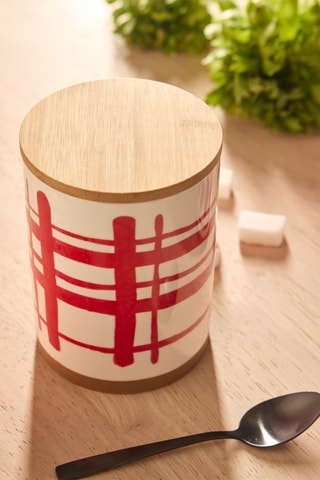 Tarro de café de cerámica y madera Spotty - 65 cl