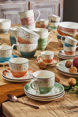 Juego de té de porcelana New Bone China Sienna - 6 personas