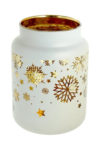 Portavelas Snowfall - 10 cm - Blanco y dorado