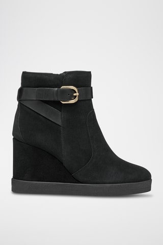 Bottines compensées en cuir de veau Elidea - Noir
