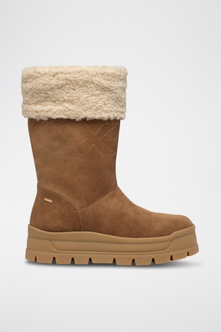 Bottines fourrées en cuir de veau nubuck Spherica - Marron clair