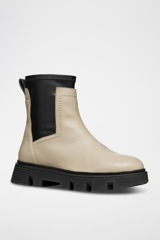 Bottines en cuir d’agneau nappa Vilde - Taupe et noir