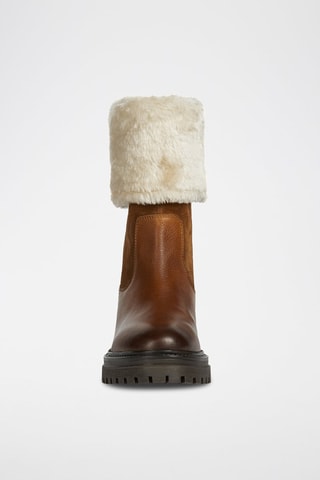 Bottines en cuir Iridea - Camel et écru