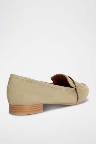 Slippers en cuir de chèvre nubuck Charyssa - Vert olive