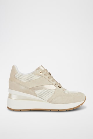 Baskets compensées en cuir de veau nubuck Zosma - Beige