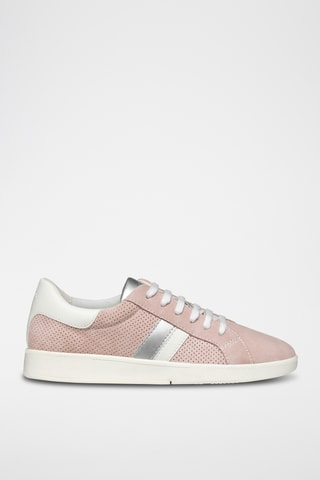 Baskets en cuir de veau nubuck Meleda - Rose et blanc