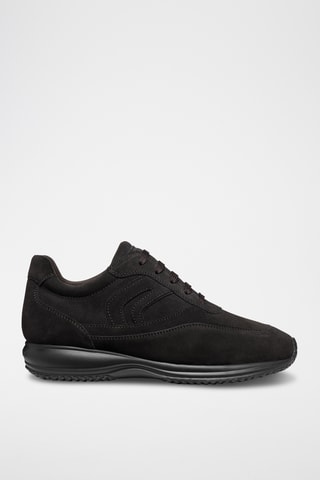 Baskets en cuir de veau nubuck Happy - Noir