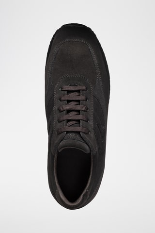Baskets en cuir de veau nubuck Happy - Noir