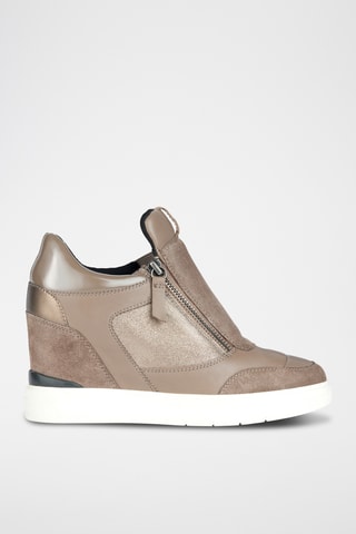 Baskets compensées en cuir Maurica - Taupe