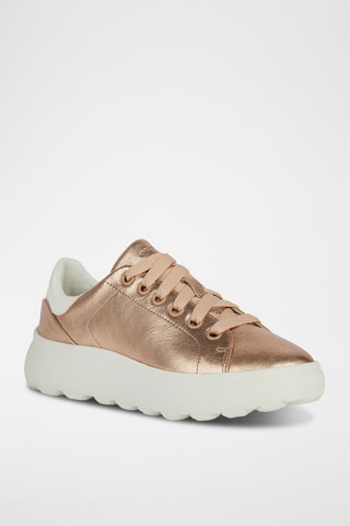 Baskets plateformes en cuir de chèvre Spherica - Doré rose