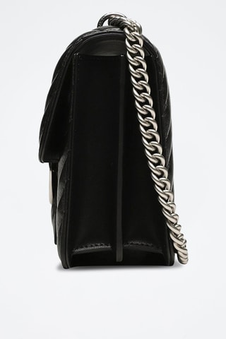 Bandolera de piel Love One Classic - Negro y plateado