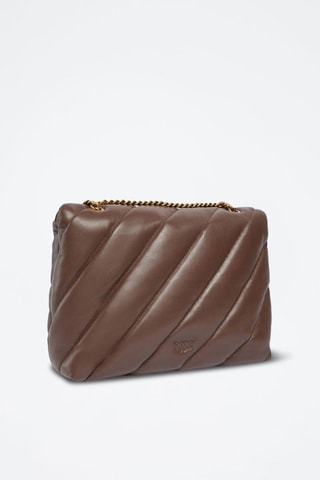 Bandolera de piel ovina napa Big Love Bag Puff - Marrón oscuro