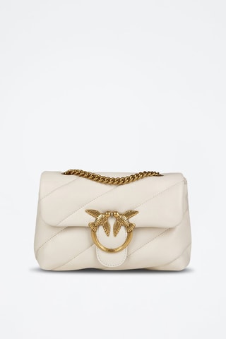 Bandolera de piel ovina Love Puff Mini - Blanco