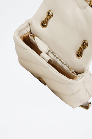 Bandolera de piel ovina Love Puff Mini - Blanco