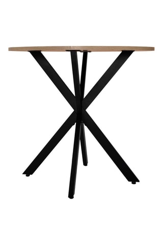 Mesa de comedor redonda Soline - Imitación madera y negro