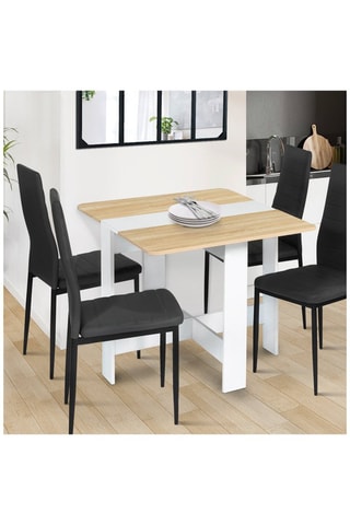 Mesa consola plegable Edi - Imitación madera y blanco