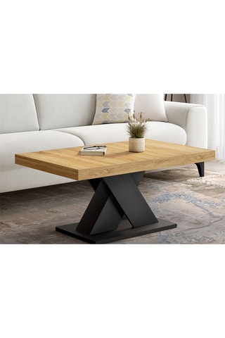 Mesa de centro Alexia - Imitación madera y negro