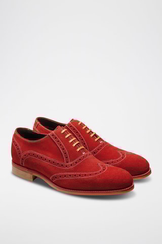 Oxford in pelle scamosciata Grant  - Rosso e marrone