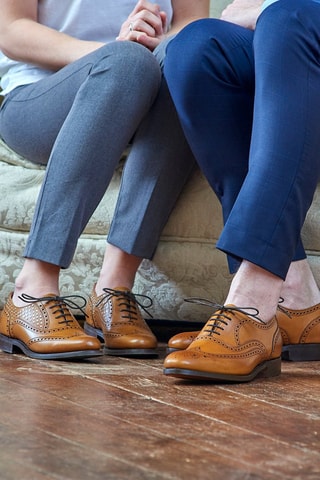 Oxford in pelle Freya  - Marrone e argentato