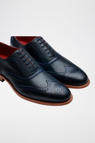 Oxford in pelle di vitello Brando 2  - Blu