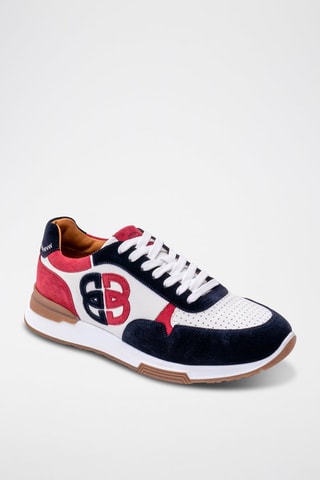 Sneakers in pelle Boston  - Bianco, rosso e blu