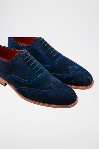 Oxford in pelle scamosciata Brando 2  - Blu e marrone