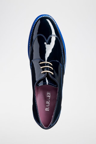 Stringate in pelle verniciata Charlie  - Bianco, beige e blu