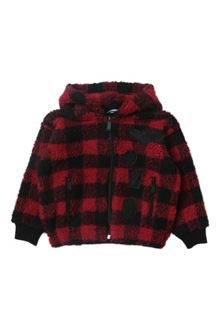 Sudadera polar con capucha - Negro y rojo