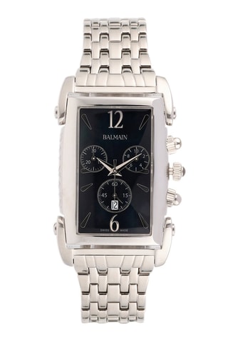 Montre à quartz en acier Taffetas - 
Chronographe - Argenté et noir