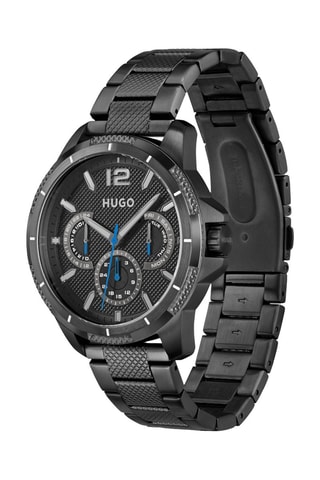 Montre à quartz en acier - Chronographe - Noir