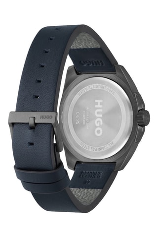 Leren Quartz Horloge - Blauw en Grijs
