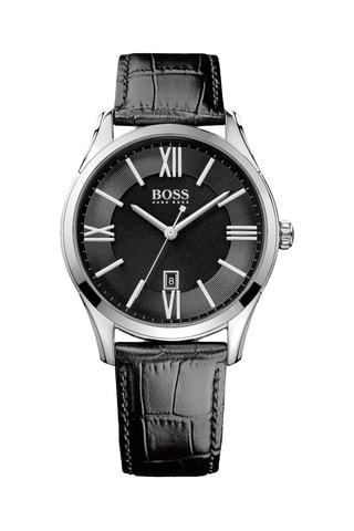 Leren Quartz Horloge - Zwart en Zilverkleurig