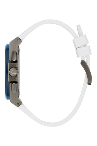 Orologio al quarzo in silicone - Tachimetro - Bianco e blu