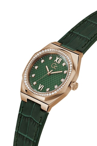 Orologio al quarzo in vera pelle - Verde e dorato