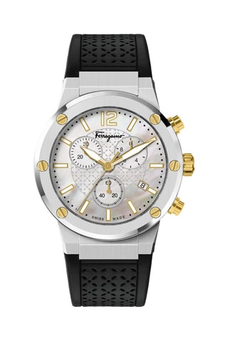 Orologio al quarzo in silicone - Cronografo - Nero e argentato