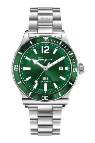Orologio al quarzo in acciaio - Argentato e verde