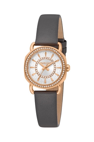 Leren Quartz Horloge - Donkergrijs en Roségoudkleurig