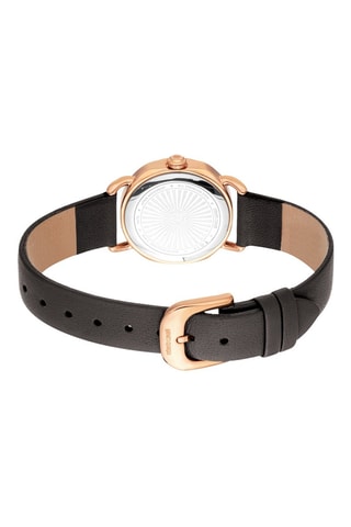 Leren Quartz Horloge - Donkergrijs en Roségoudkleurig