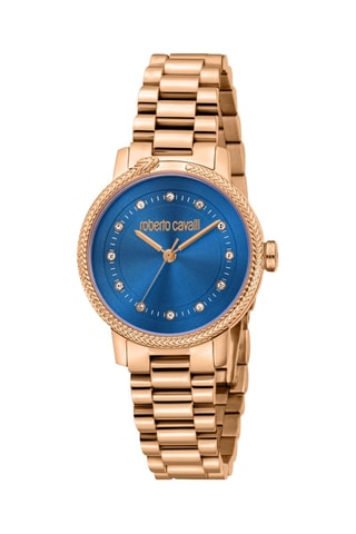 Stalen Quartz Horloge - Roségoudkleurig en Blauw