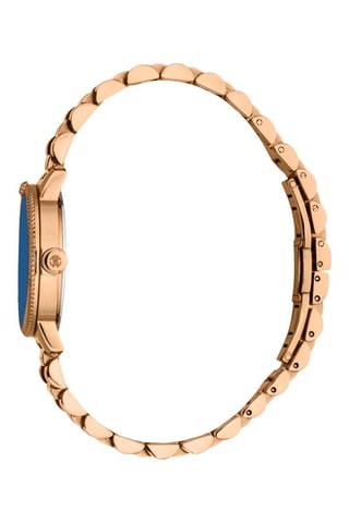 Stalen Quartz Horloge - Roségoudkleurig en Blauw