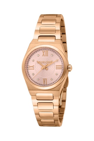 Stalen Quartz Horloge - Roségoudkleurig en Roze