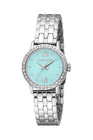 Stalen Quartz Horloge - Zilverkleurig en Lichtblauw