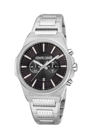 Montre à quartz en acier - Argenté et noir