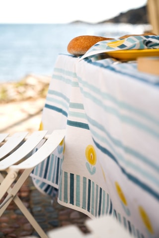  Tafellaken Alechinsky - Hemelsblauw en Wit