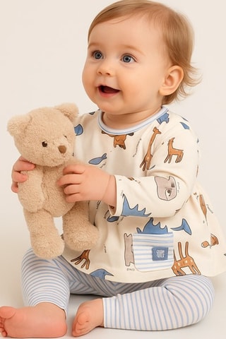 Leggings - Celeste y blanco