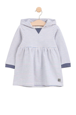 Vestido con capucha - Celeste y blanco