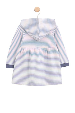 Vestido con capucha - Celeste y blanco