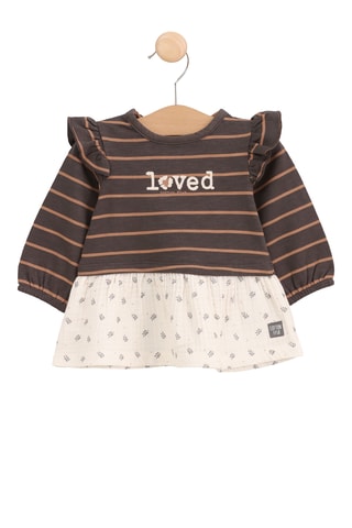 Vestido efecto doble prenda - Gris y blanco