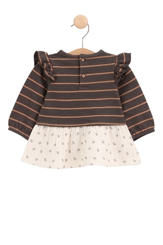 Vestido efecto doble prenda - Gris y blanco